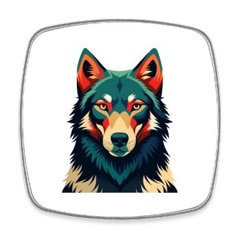 Wolf Cartoon Figur Buntes Haustier Tier - Viereckiger Kühlschrankmagnet - Weiß - Vorne