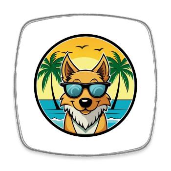 Dänisch Schwedische Bauernhund Rasse Cartoon Sonnenbrille - Viereckiger Kühlschrankmagnet - Weiß - Vorne