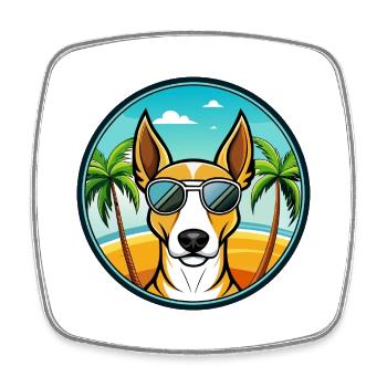 Ibizan Hound Hund Rasse Cartoon Sonnenbrille Strand - Viereckiger Kühlschrankmagnet - Weiß - Vorne