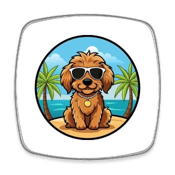 Cockapoo Hunderasse Cartoon Sonnenbrille Strand - Viereckiger Kühlschrankmagnet - Weiß - Vorne