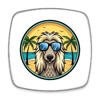 Afghanischer Windhund Hunderasse Cartoon Sonnenbrille Strand - Viereckiger Kühlschrankmagnet - Weiß - Vorne