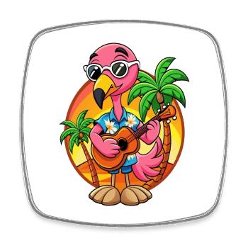 Lustige Flamingo Sommer Strand Sonnenbrille Hawaiianisch - Viereckiger Kühlschrankmagnet - Weiß - Vorne