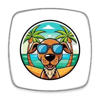Hannover Laufhund Hunderasse Cartoon Sonnenbrille Strand - Viereckiger Kühlschrankmagnet - Weiß - Vorne
