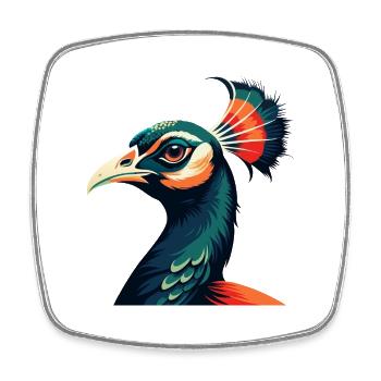 paon dessin animé personnage animal de compagnie coloré - Magnet carré - blanc - Devant