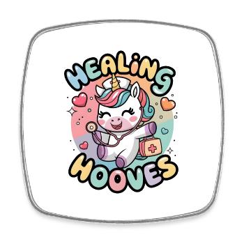Healing Hooves - Square fridge magnet - white - Front