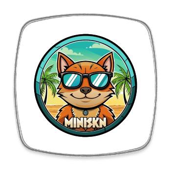 Minskin Katzenrasse Cartoon Sonnenbrille Strand - Viereckiger Kühlschrankmagnet - Weiß - Vorne