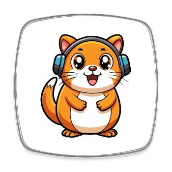 Hamster Lustige Zeichentrickfigur Kopfhörer Musik - Viereckiger Kühlschrankmagnet - Weiß - Vorne