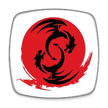 Red Dragon Circle - Square fridge magnet - white - Front