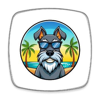 Standard Schnauzer Hunderasse Cartoon Sonnenbrille - Viereckiger Kühlschrankmagnet - Weiß - Vorne