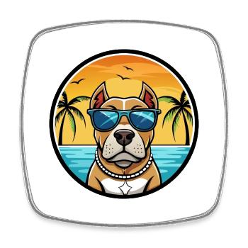 American Pitbull Terrier Hunderasse Cartoon Beach - Viereckiger Kühlschrankmagnet - Weiß - Vorne
