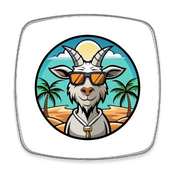 Chèvre Drôle Dessin Animé Plage D’été Lunettes De Soleil Autocollant - Magnet carré - blanc - Devant