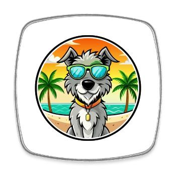 Irischer Wolfshund Hunderasse Cartoon Sonnenbrille Strand - Viereckiger Kühlschrankmagnet - Weiß - Vorne
