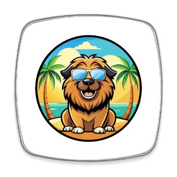 Leonberger Chien Race Dessin Animé Lunettes de Soleil Plage - Magnet carré - blanc - Devant