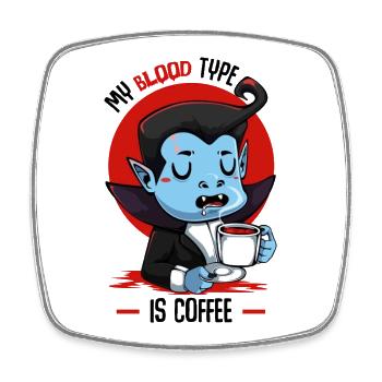 Blutkaffee Vampir Cartoon - Viereckiger Kühlschrankmagnet - Weiß - Vorne
