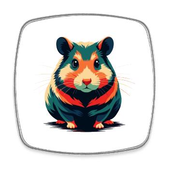 Hamster Cartoon Figur Buntes Haustier Tier - Viereckiger Kühlschrankmagnet - Weiß - Vorne