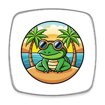 Frosch Lustige Cartoon Sommer Strand Sonnenbrille Aufkleber - Viereckiger Kühlschrankmagnet - Weiß - Vorne