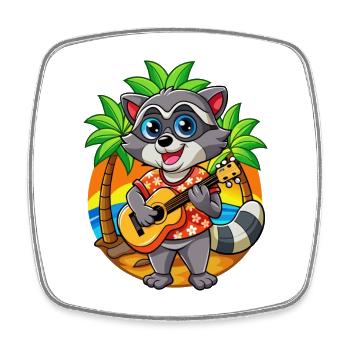Lustige Waschbär Sommer Strand Sonnenbrille Hawaiianisch - Viereckiger Kühlschrankmagnet - Weiß - Vorne
