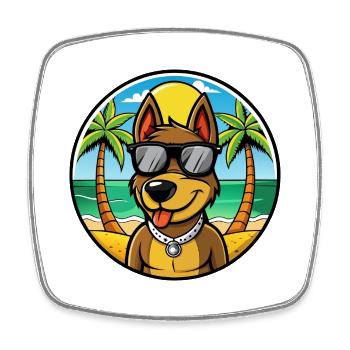 Deutscher Jagdterrier Hunderasse Cartoon Beach - Viereckiger Kühlschrankmagnet - Weiß - Vorne