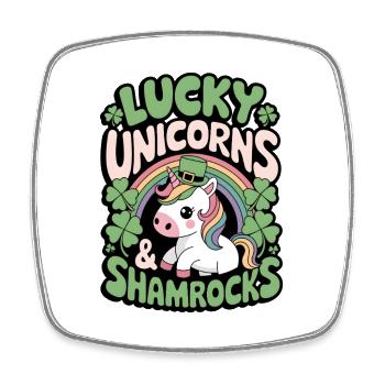 Lucky Unicorns & Shamrocks - Square fridge magnet - white - Front