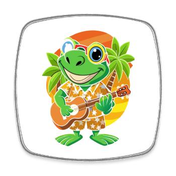 Lustiger Frosch Cartoon Sommer Strand Sonnenbrille Gitarre - Viereckiger Kühlschrankmagnet - Weiß - Vorne