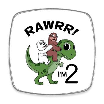Ich bin 2 Dinosaurier Geburtstag Kindergeburtstag - Viereckiger Kühlschrankmagnet - Weiß - Vorne