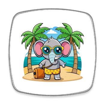 Elefant Lustige Cartoon Sommer Strand Sonnenbrille - Viereckiger Kühlschrankmagnet - Weiß - Vorne