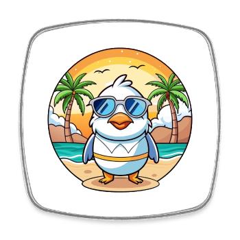 Möwe Lustige Cartoon Sommer Strand Sonnenbrille - Viereckiger Kühlschrankmagnet - Weiß - Vorne