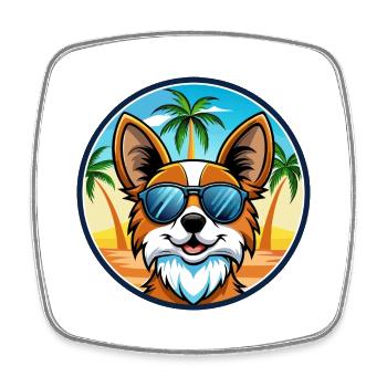 Papillon Hunderasse Cartoon Sonnenbrille Strand - Viereckiger Kühlschrankmagnet - Weiß - Vorne