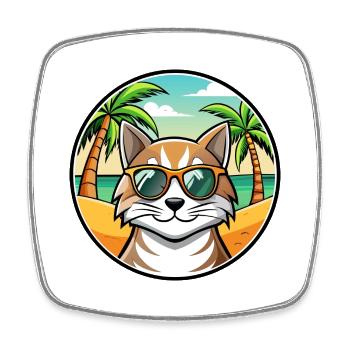 Sibirische Katzenrasse Cartoon Sonnenbrille Strand - Viereckiger Kühlschrankmagnet - Weiß - Vorne