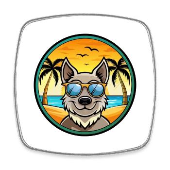 Mudi Hunderasse Cartoon Sonnenbrille Strand - Viereckiger Kühlschrankmagnet - Weiß - Vorne