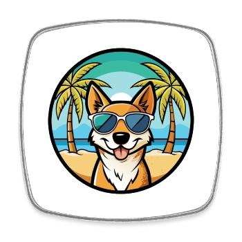 Perro De Presa Mallorquinische Hunderasse Cartoon Beach - Viereckiger Kühlschrankmagnet - Weiß - Vorne