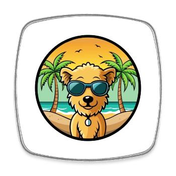 Pumi Hunderasse Cartoon Sonnenbrille Strand - Viereckiger Kühlschrankmagnet - Weiß - Vorne