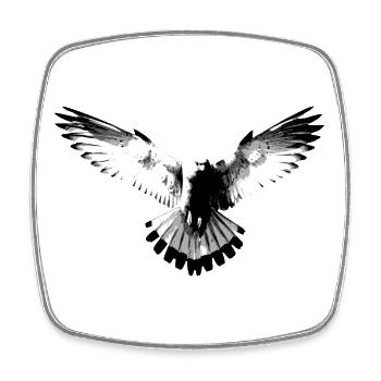 Faucon noir et blanc - Magnet carré - blanc - Devant