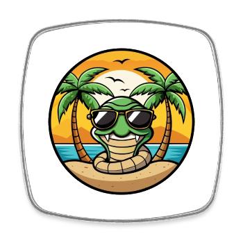 Schlange Lustige Cartoon Sommer Strand Sonnenbrille Cool - Viereckiger Kühlschrankmagnet - Weiß - Vorne
