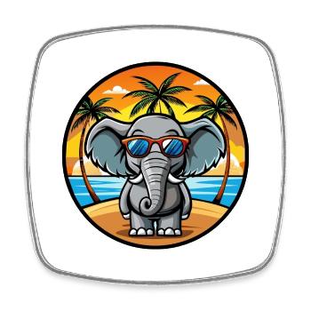 Elefant Lustige Cartoon Sommer Strand Sonnenbrille - Viereckiger Kühlschrankmagnet - Weiß - Vorne