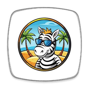 Zebra Lustige Cartoon Sommer Strand Sonnenbrille Cool - Viereckiger Kühlschrankmagnet - Weiß - Vorne