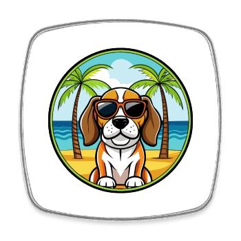 Beagle Harrier Hunderasse Cartoon Sonnenbrille Strand - Viereckiger Kühlschrankmagnet - Weiß - Vorne