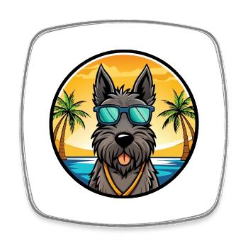 Scottish Terrier Hunderasse Cartoon Sonnenbrille Strand - Viereckiger Kühlschrankmagnet - Weiß - Vorne
