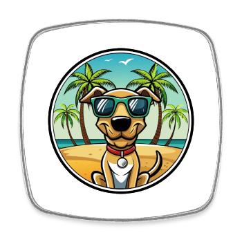 Plott Hound Hund Rasse Cartoon Sonnenbrille Strand - Viereckiger Kühlschrankmagnet - Weiß - Vorne