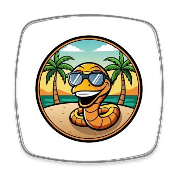 Schlange Lustige Cartoon Sommer Strand Sonnenbrille Cool - Viereckiger Kühlschrankmagnet - Weiß - Vorne