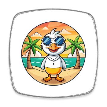 Gans Lustige Cartoon Sommer Strand Sonnenbrille - Viereckiger Kühlschrankmagnet - Weiß - Vorne