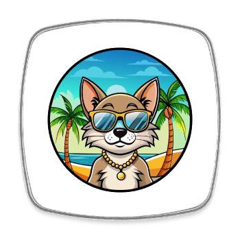 Brasilianisch Kurzhaar Katzenrasse Cartoon Sonnenbrille - Viereckiger Kühlschrankmagnet - Weiß - Vorne