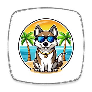 Ostsibirische Laika-Hunderasse Cartoon-Sonnenbrille - Viereckiger Kühlschrankmagnet - Weiß - Vorne