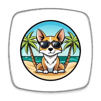 Miniatur Foxterrier Hunderasse Cartoon Sonnenbrille - Viereckiger Kühlschrankmagnet - Weiß - Vorne