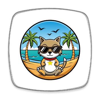Chypre Chat Race Dessin Animé Lunettes De Soleil Plage - Magnet carré - blanc - Devant