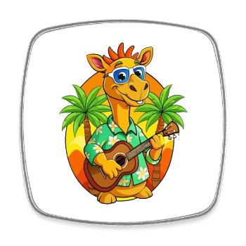 Drôle Camel Dessin animé Plage d’été Lunettes de soleil Guitare - Magnet carré - blanc - Devant