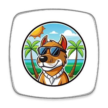 Norwegischer Windhund Dunker Hunderasse Cartoon Strand - Viereckiger Kühlschrankmagnet - Weiß - Vorne