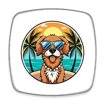 Picardie Spaniel Hund Rasse Cartoon Sonnenbrille Strand - Viereckiger Kühlschrankmagnet - Weiß - Vorne