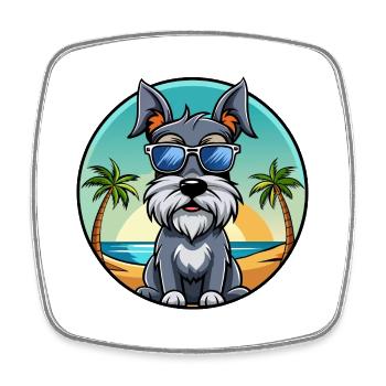 Standard Schnauzer Hunderasse Cartoon Sonnenbrille - Viereckiger Kühlschrankmagnet - Weiß - Vorne