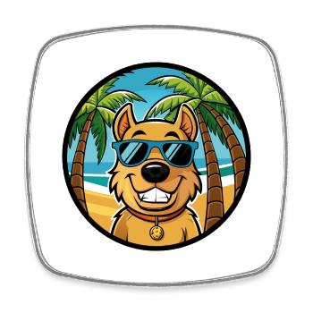 Billy Hunderasse Cartoon Sonnenbrille Strand - Viereckiger Kühlschrankmagnet - Weiß - Vorne